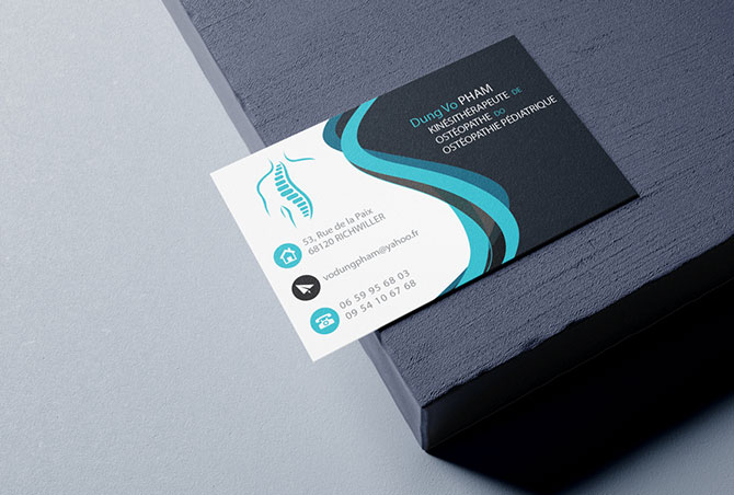 Création de carte de visite pour ostéopathe à Wittelsheim, Alsace 68